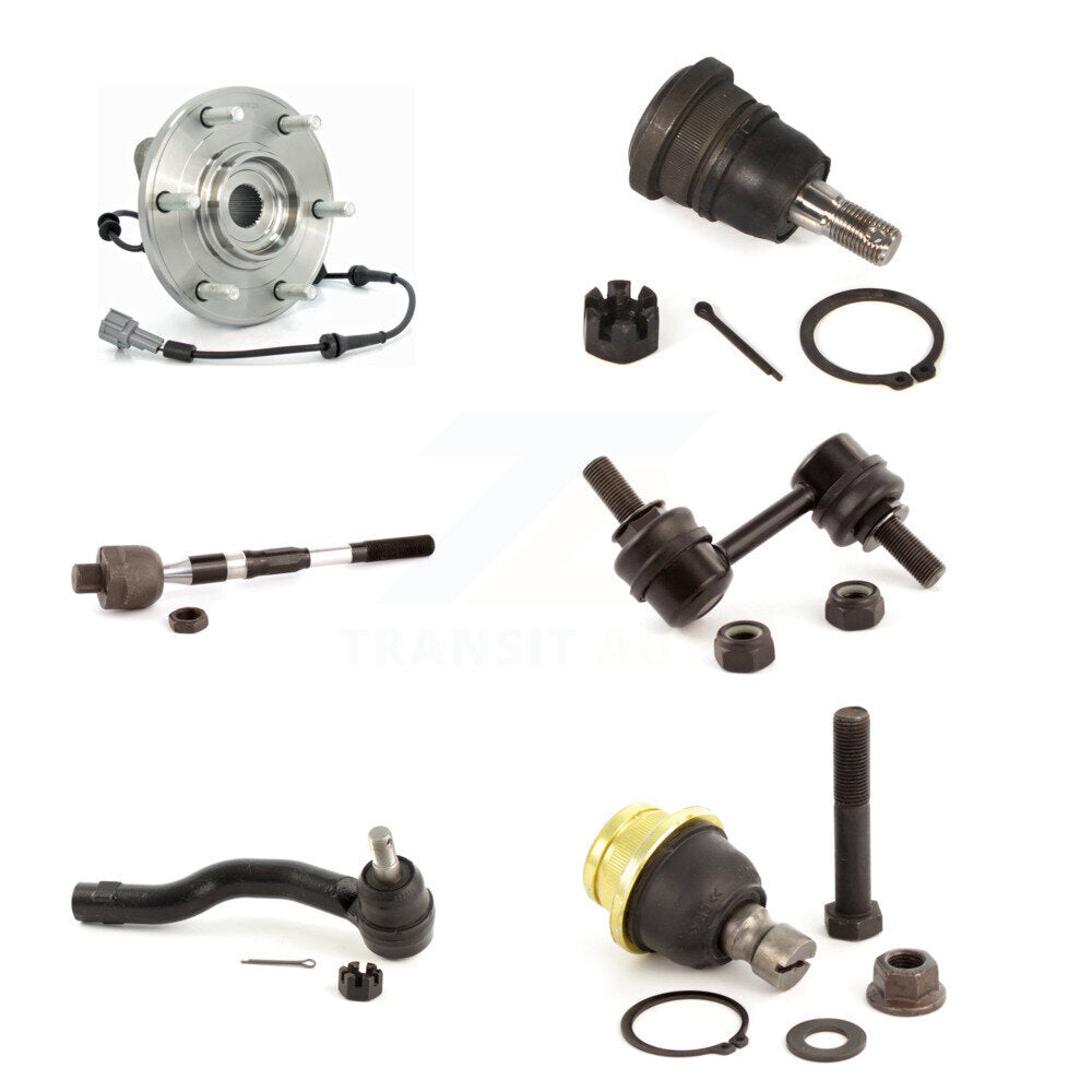 Bearing Upper Lower Ball Joint Tie Rod Link Front Left Kit (6Pc) For Nissan QX56