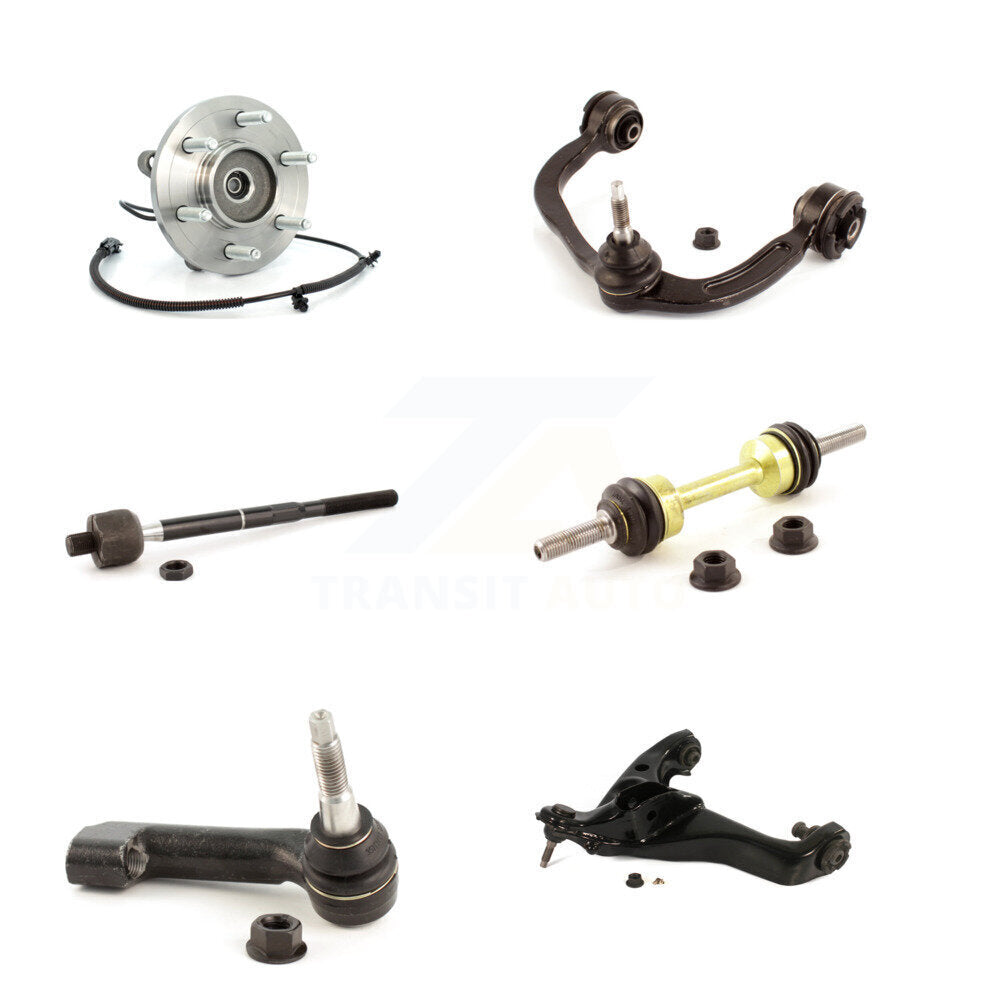 Bearing Lower Upper Control Arm Tie Rod Link Front Right Kit (6Pc) For Ford 4WD