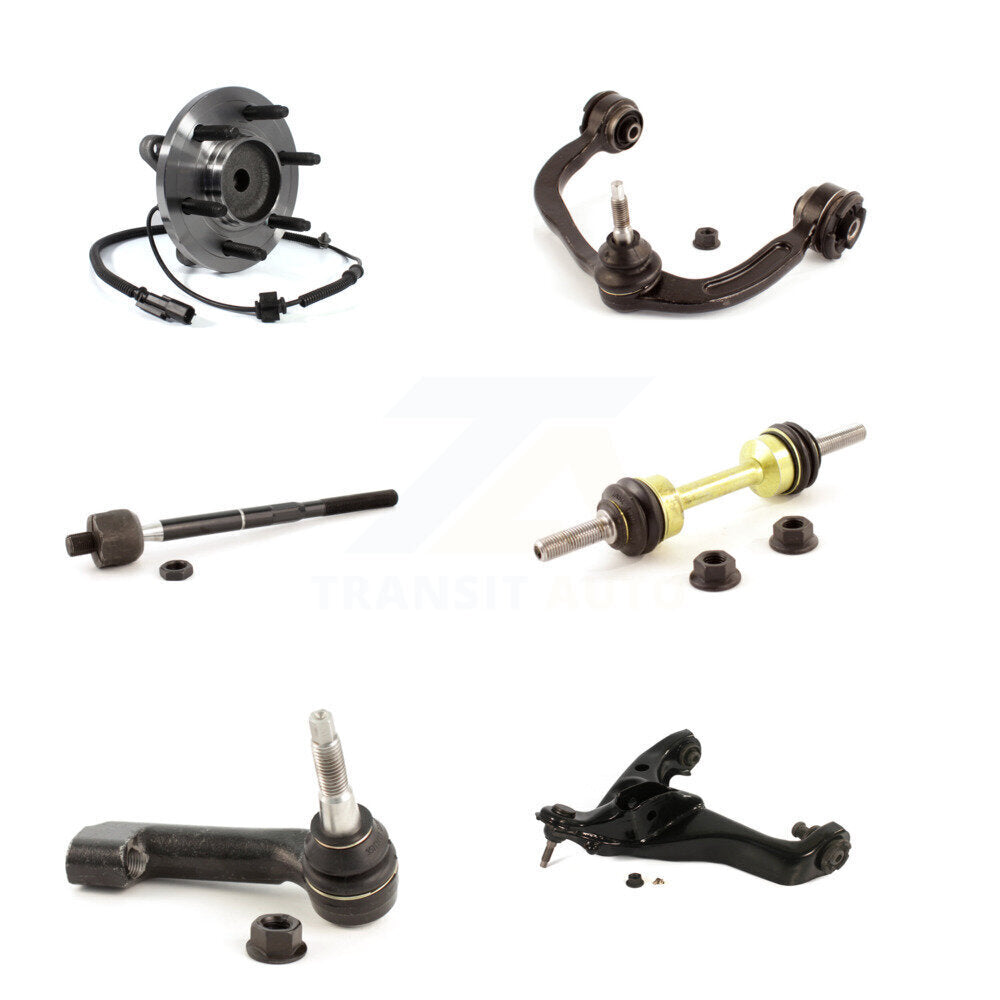 Hub Bearing Lower Upper Control Arm Tie Rod Link Front Right Kit (6Pc) For Ford
