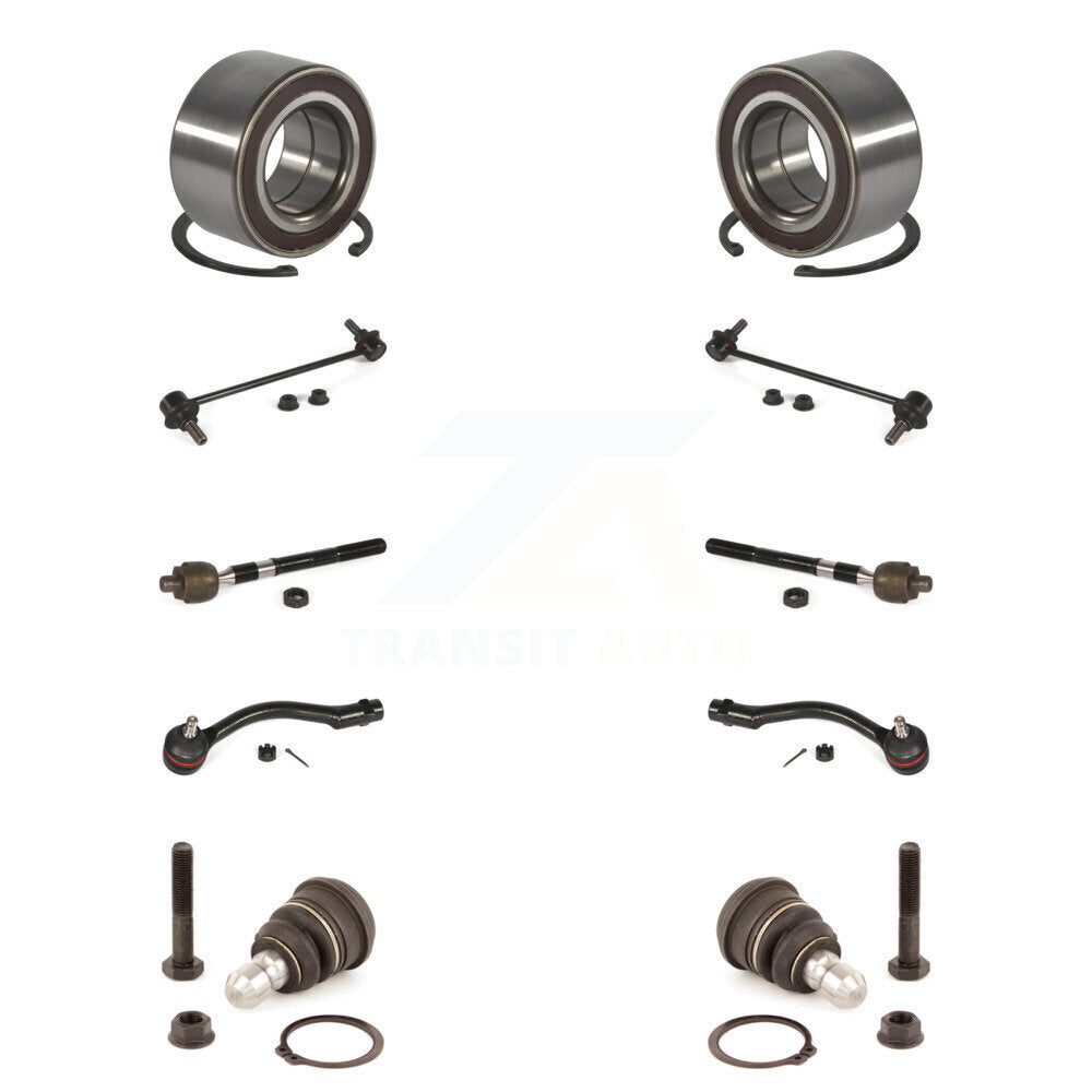 Bearing Lower Ball Joint Outer Inner Tie Rod & Link Front Kit (10Pc) For Kia Rio