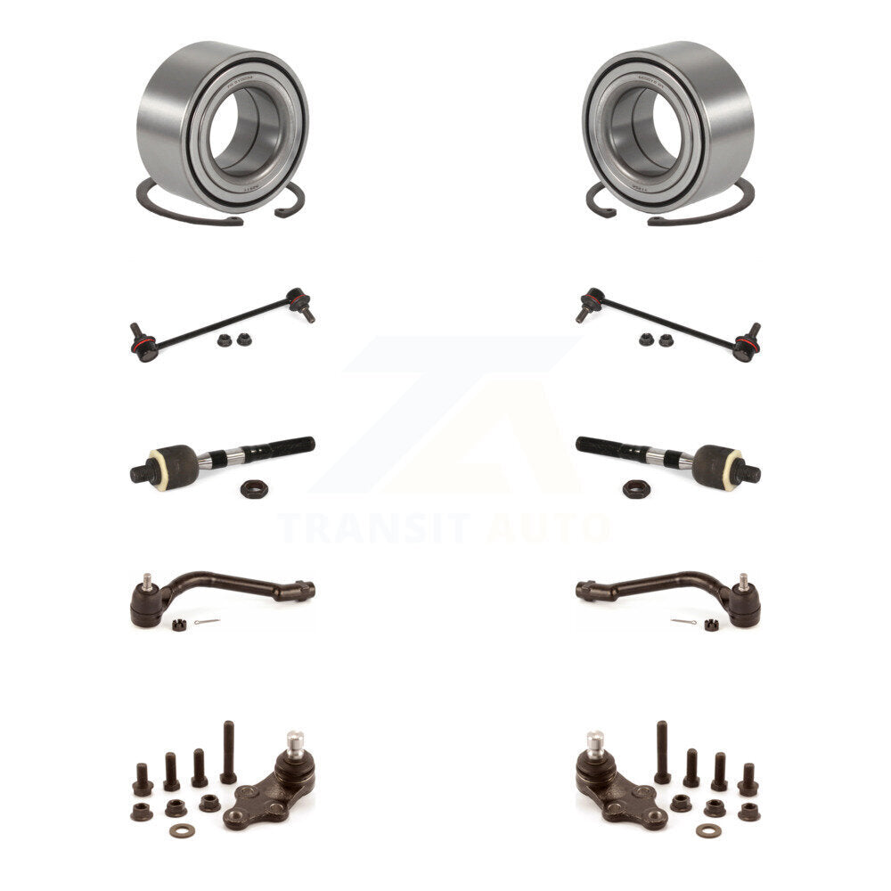 Bearing Lower Ball Joint Outer Inner Tie Rod & Link Front Kit (10Pc) For Hyundai