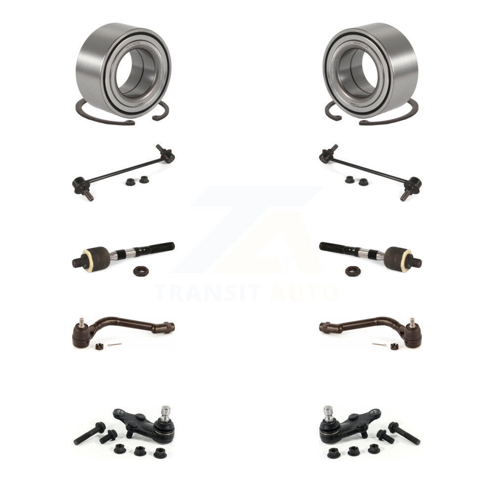 Wheel Bearing Lower Ball Joint Outer Inner Tie Rod Link Front Kit (10Pc) For Kia