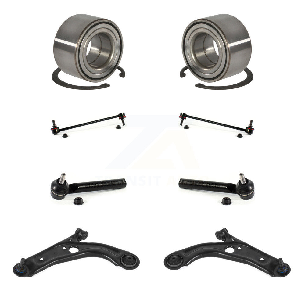 Wheel Bearing Lower Control Arm Outer Tie Rod Link Front Kit (8Pc) For Fiat 500