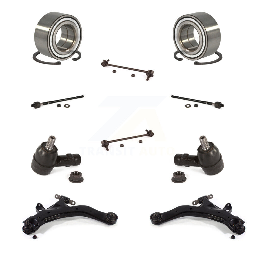 Bearing Lower Arm Outer Inner Tie Rod End Link Front Kit (10Pc) For Kia Spectra