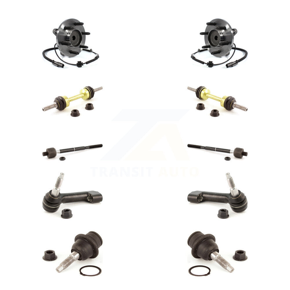 Hub Bearing Lower Ball Joint Outer Inner Tie Rod Link Front Kit (10Pc) For Ford