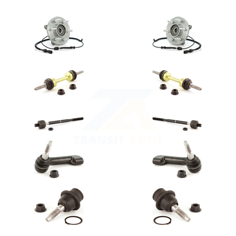 Hub Bearing Lower Ball Joint Outer Inner Tie Rod Link Front Kit (10Pc) For Ford
