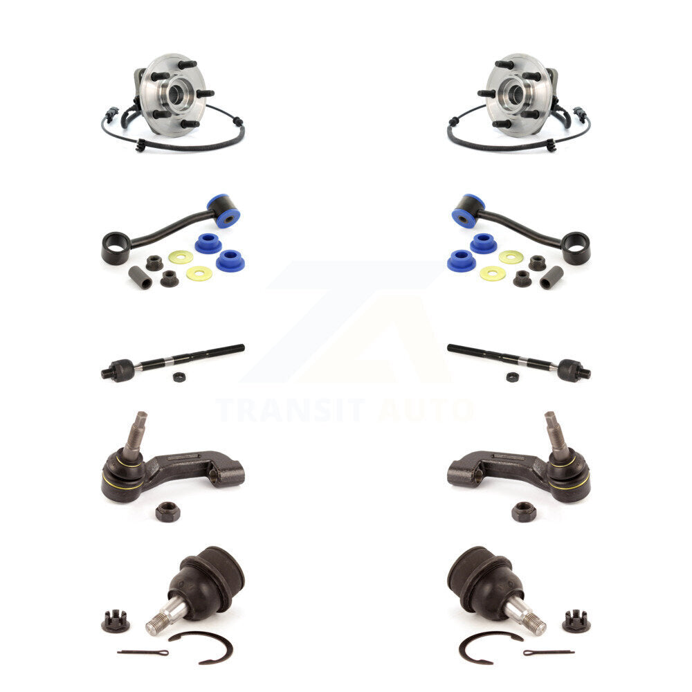 Hub Bearing Lower Ball Joint Outer Inner Tie Rod Link Front Kit (10Pc) For Jeep