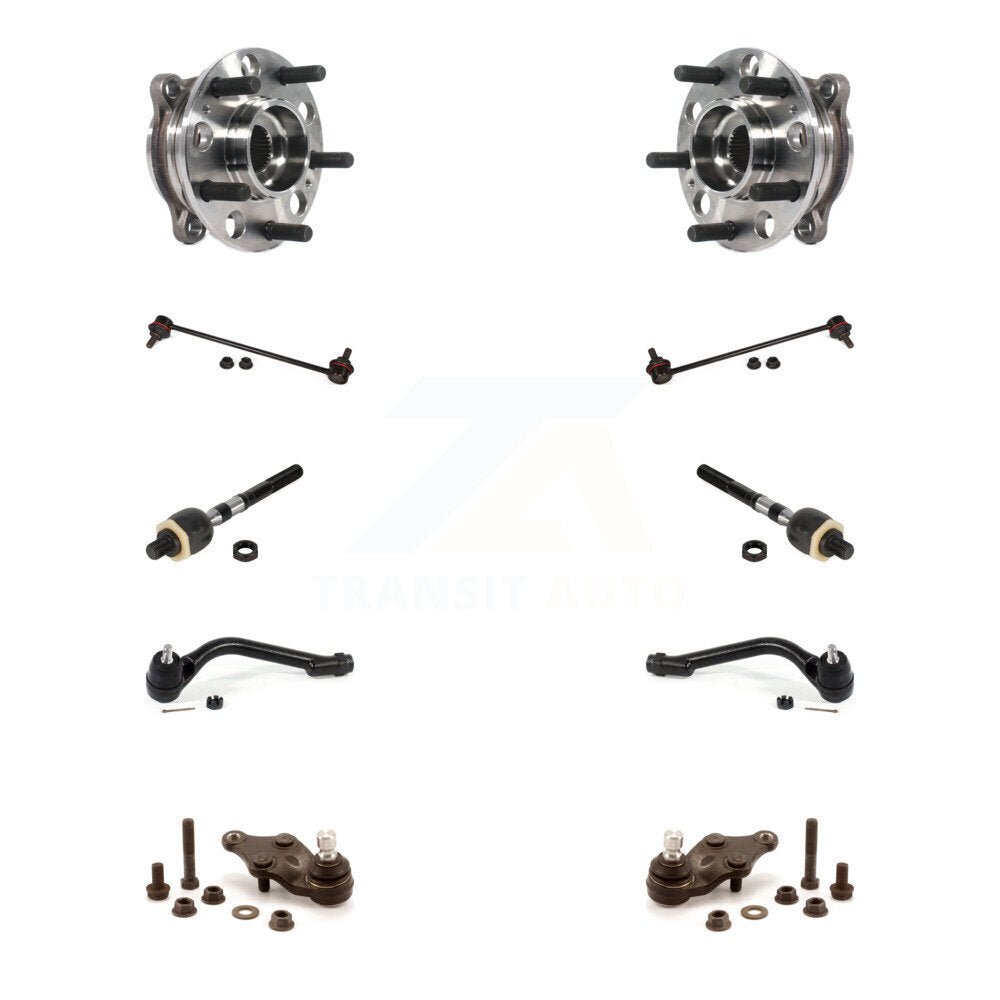 Hub Bearing Lower Ball Joint Outer Inner Tie Rod End Sway Bar Link Front Kit For