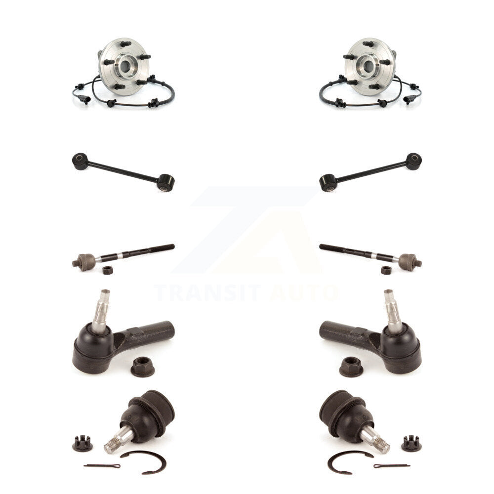 Hub Bearing Lower Ball Joint Outer Inner Tie Rod Link Front Kit (10Pc) For Jeep