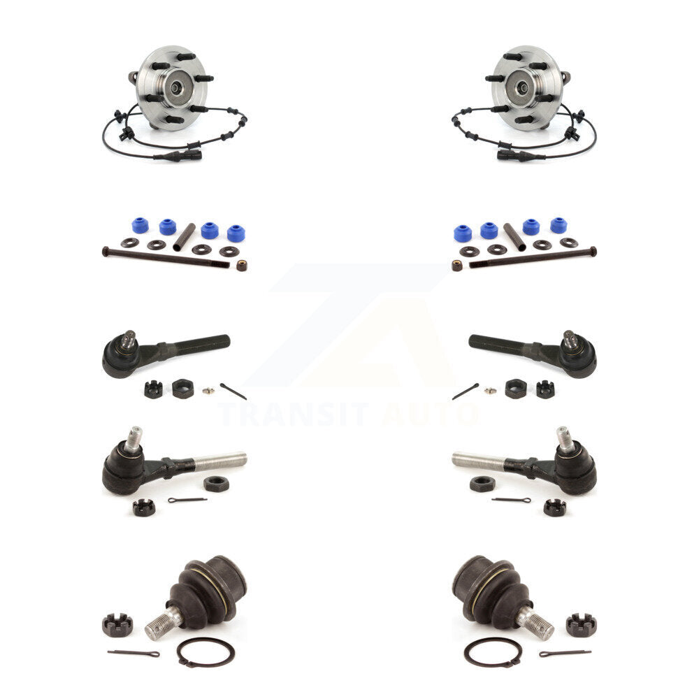 Hub Bearing Lower Ball Joint Outer Inner Tie Rod Link Front Kit (10Pc) For Ford