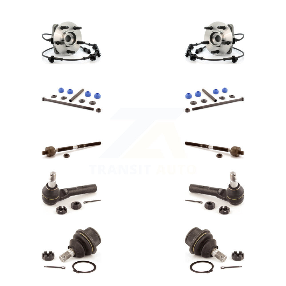 Hub Bearing Lower Ball Joint Outer Inner Tie Rod Link Front Kit (10Pc) For Ford