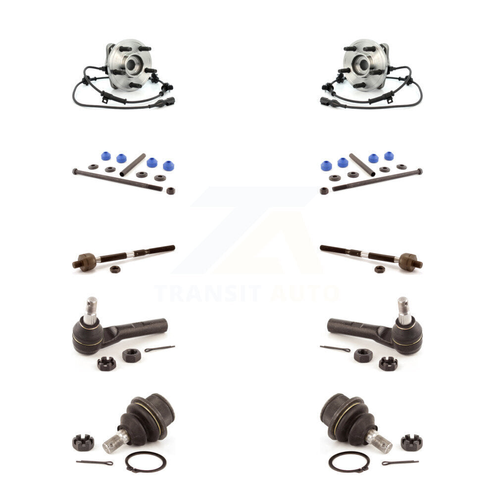 Hub Bearing Lower Ball Joint Outer Inner Tie Rod Link Front Kit (10Pc) For Ford