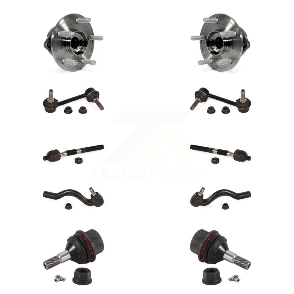 Hub Bearing Lower Ball Joint Outer Inner Tie Rod Link Front Kit (10Pc) For Jeep