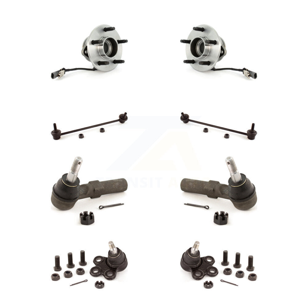 Hub Bearing Lower Ball Joint Outer Tie Rod & Link Front Kit (8Pc) For Saturn Vue