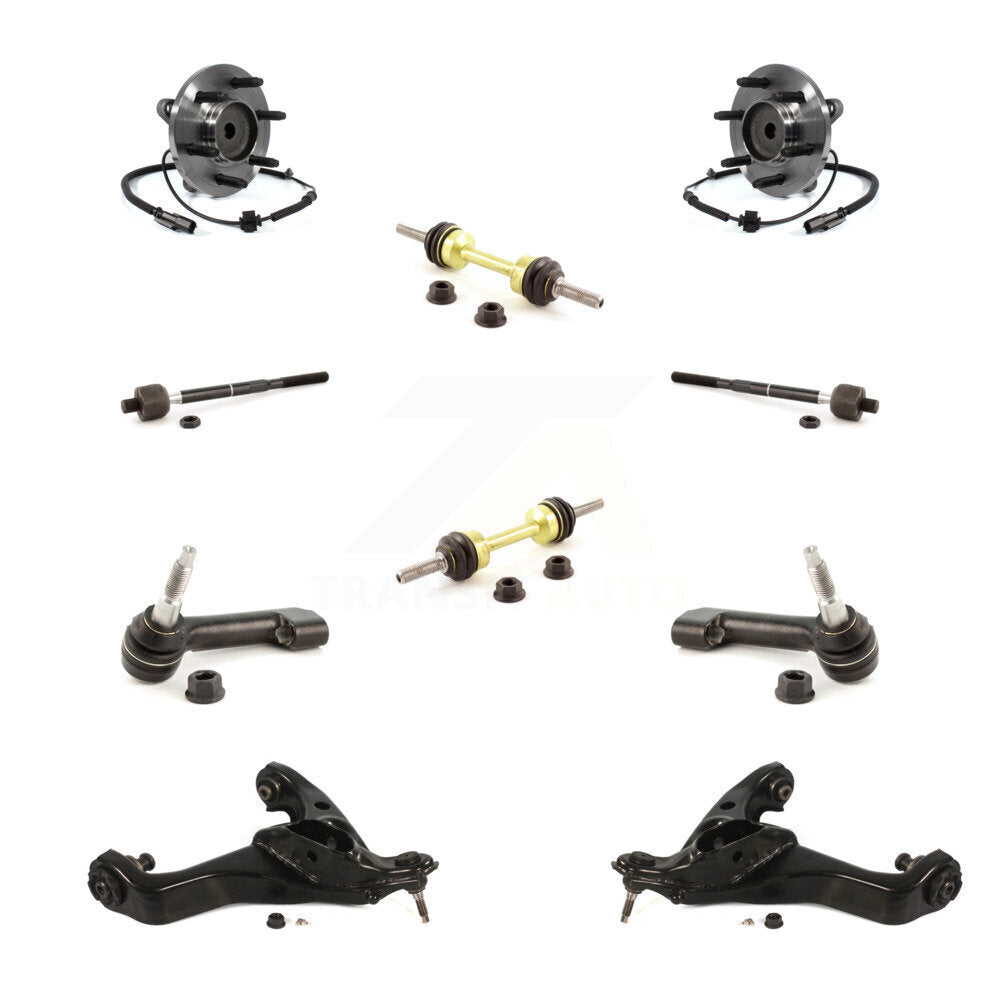 Hub Bearing Lower Control Arm Outer Inner Tie Rod Link Front Kit (10Pc) For Ford