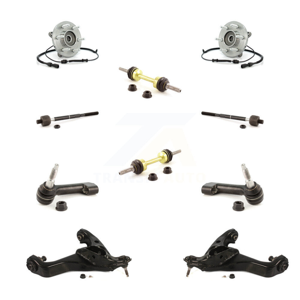 Hub Bearing Lower Control Arm Outer Inner Tie Rod Link Front Kit (10Pc) For Ford