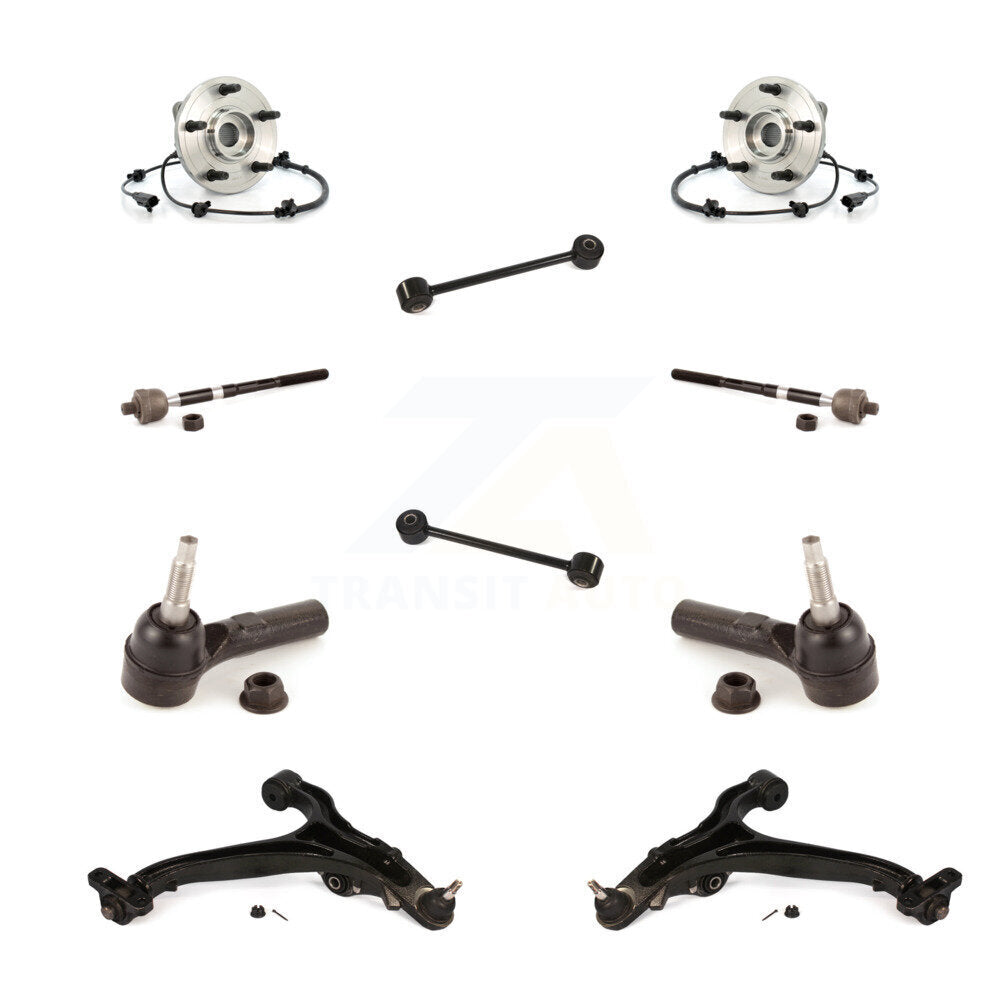 Hub Bearing Lower Control Arm Outer Inner Tie Rod Link Front Kit (10Pc) For Jeep