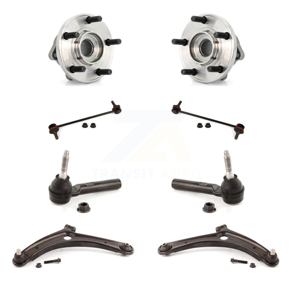Hub Bearing Lower Arm Outer Tie Rod Link Front Kit (8Pc) For 2009 Dodge Caliber
