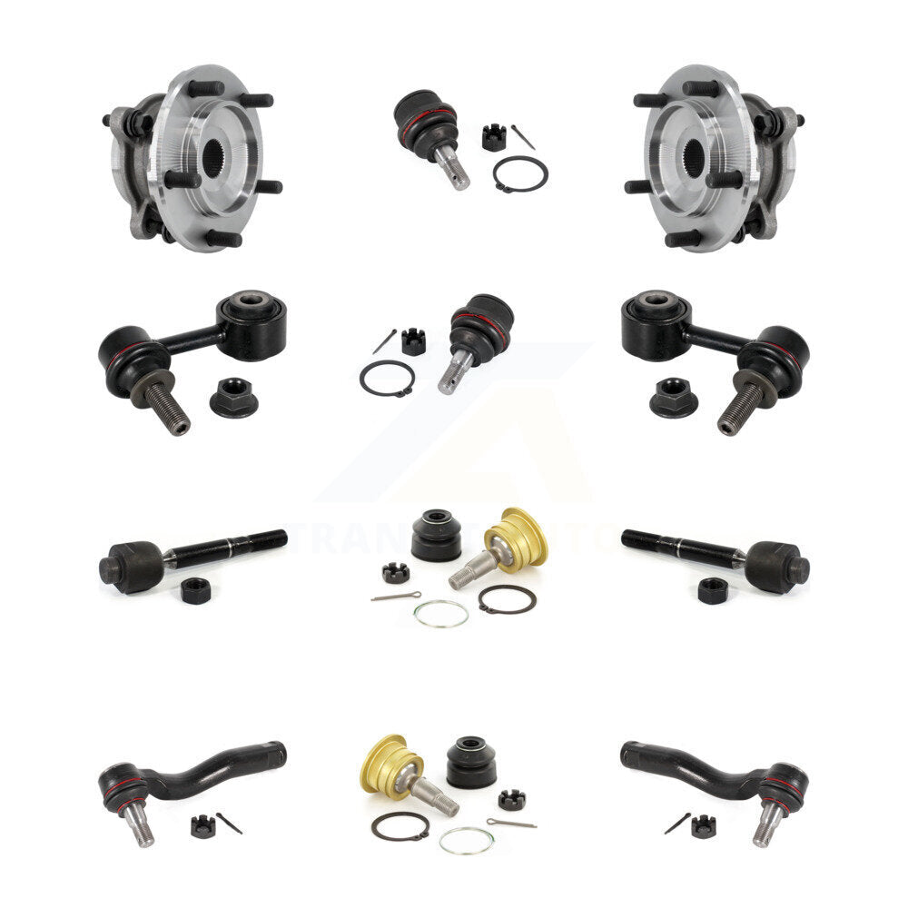 Bearing Upper Lower Ball Joint Outer Inner Tie Rod Link Front Kit (12Pc) For 4WD
