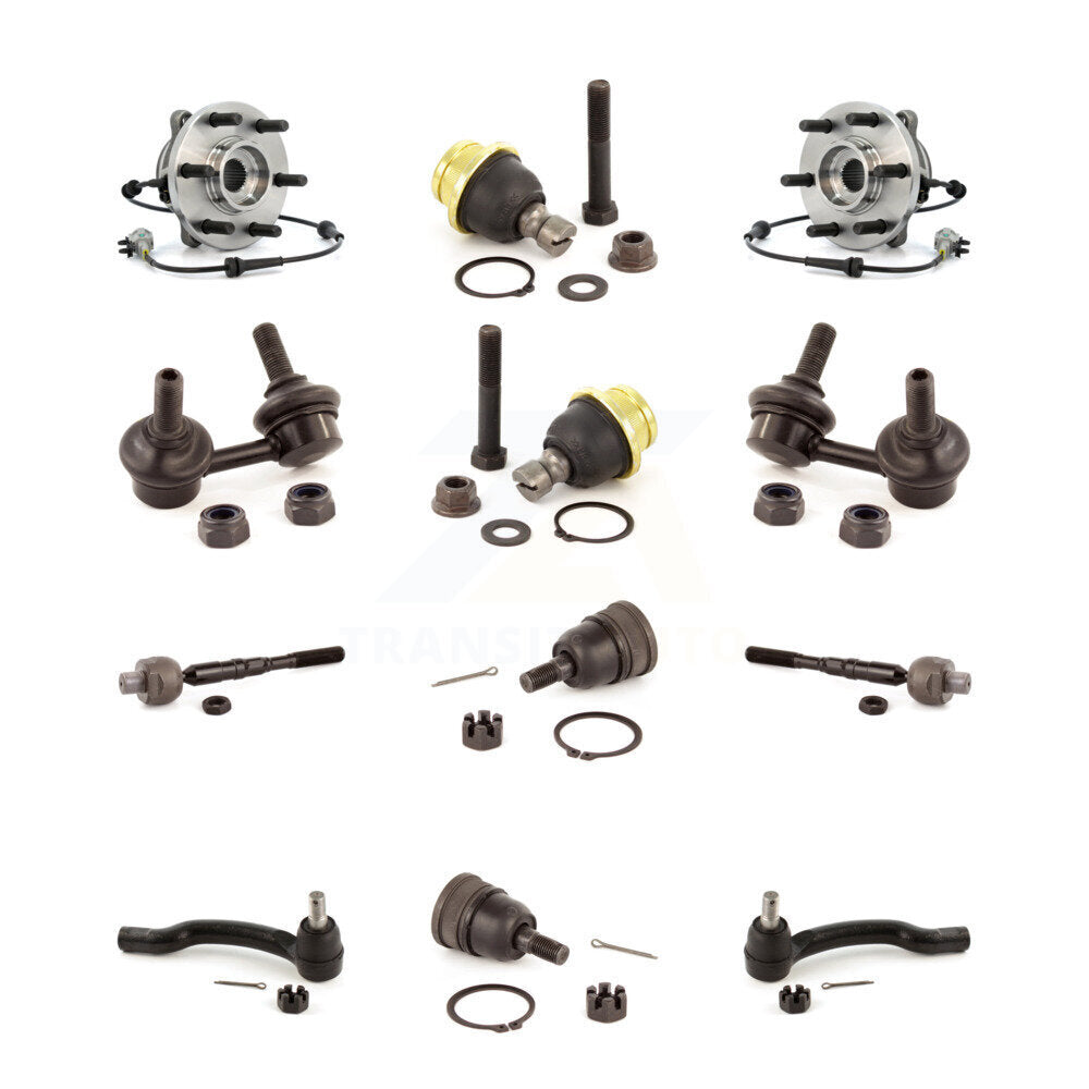 Bearing Upper Lower Ball Joint Outer Inner Tie Rod Link Front Kit (12Pc) For 4WD