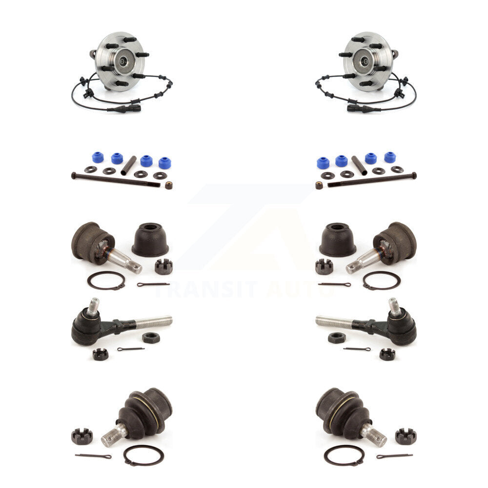 Hub Bearing Upper Lower Ball Joint Outer Tie Rod Link Front Kit (10Pc) For Ford