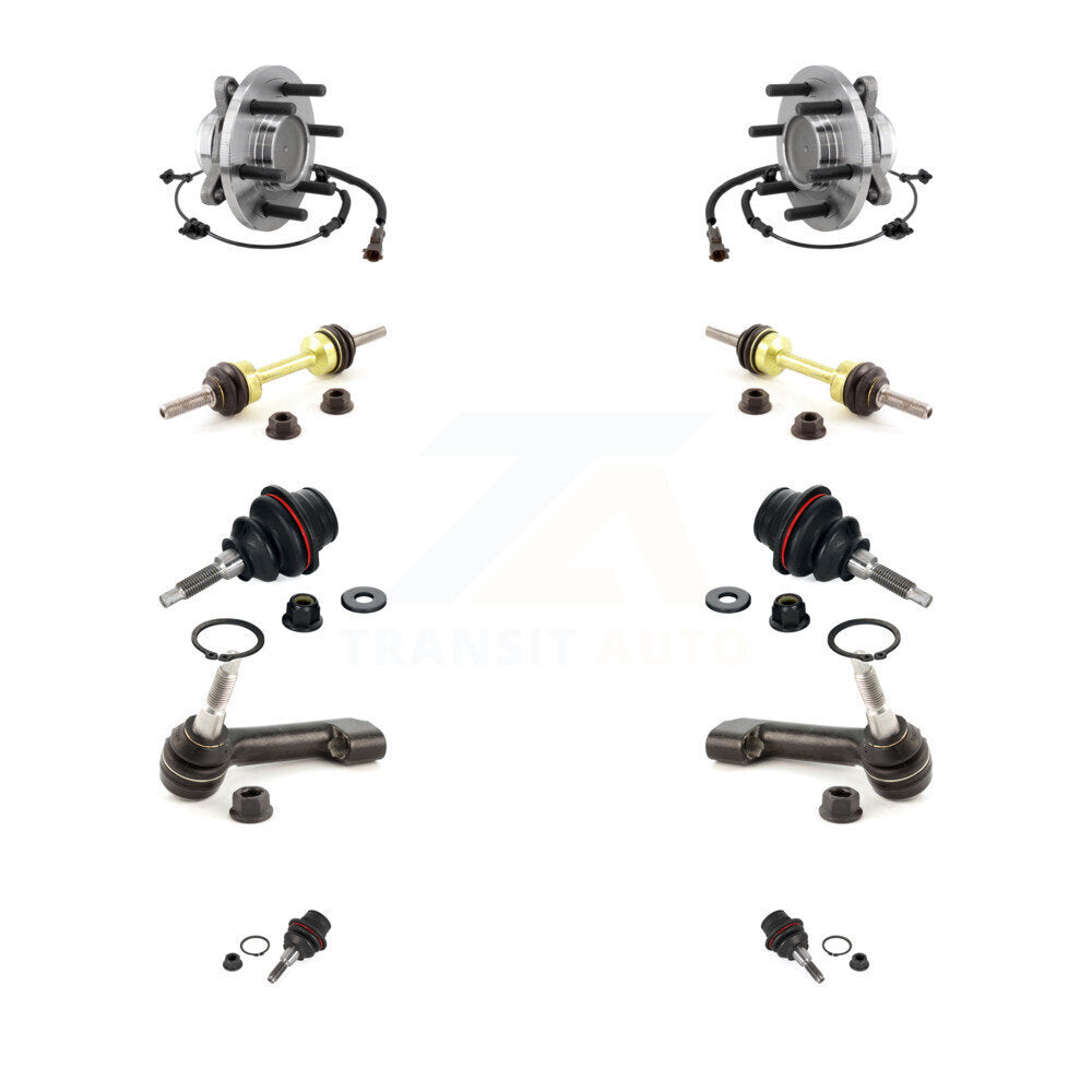 Hub Bearing Upper Lower Ball Joint Outer Tie Rod Link Front Kit (10Pc) For Ford