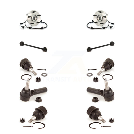 Hub Bearing Upper Lower Ball Joint Outer Tie Rod Link Front Kit (10Pc) For Jeep