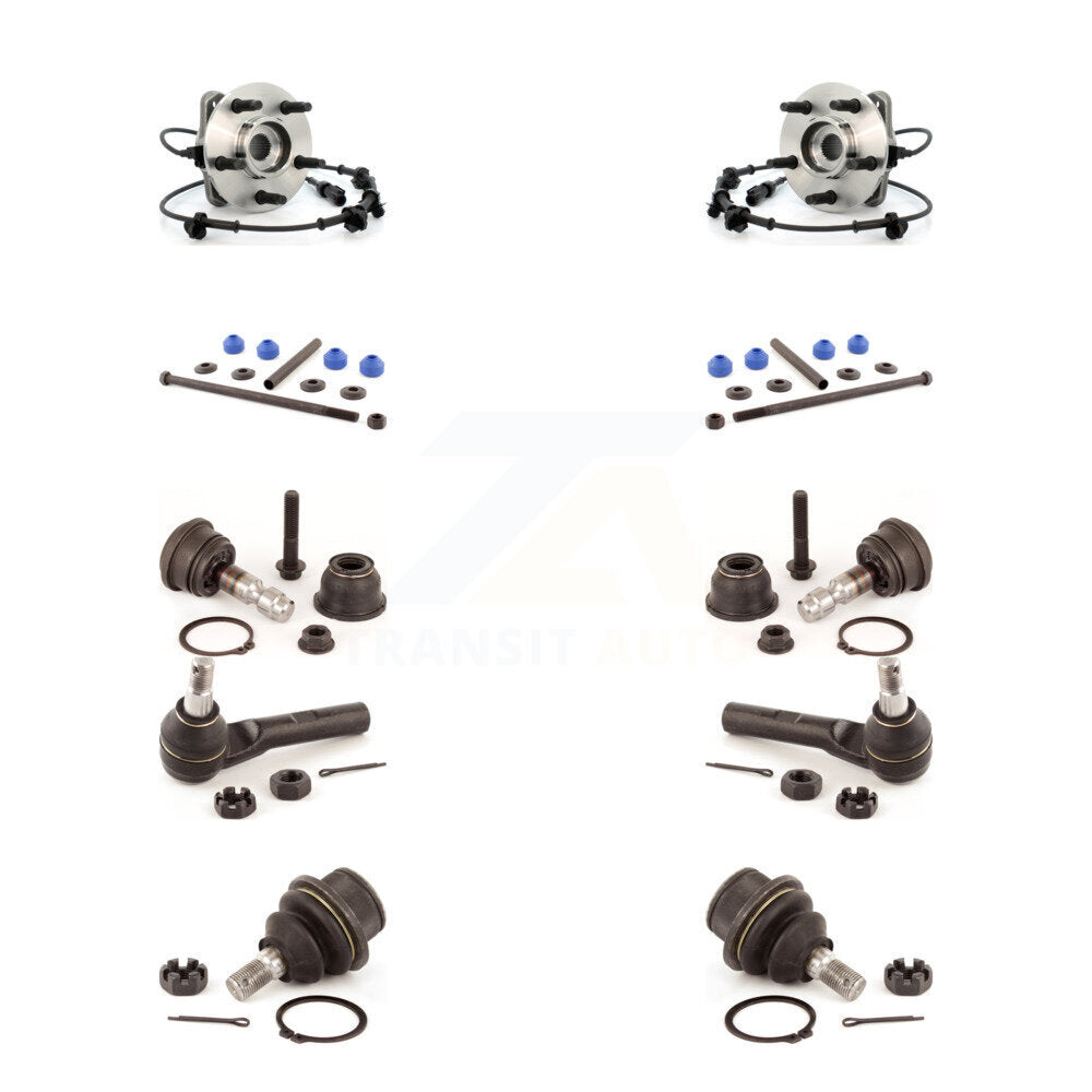 Hub Bearing Upper Lower Ball Joint Outer Tie Rod Link Front Kit (10Pc) For Ford
