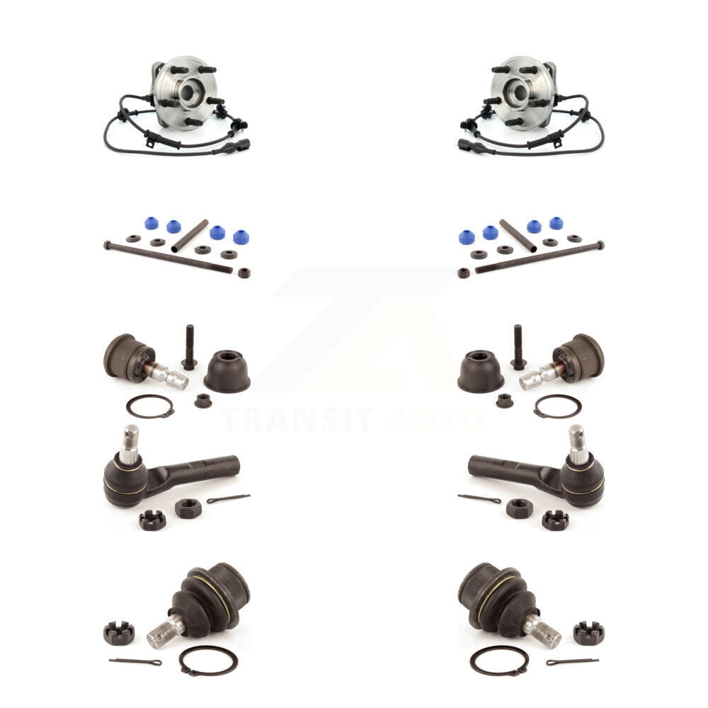 Hub Bearing Upper Lower Ball Joint Outer Tie Rod Link Front Kit (10Pc) For Ford