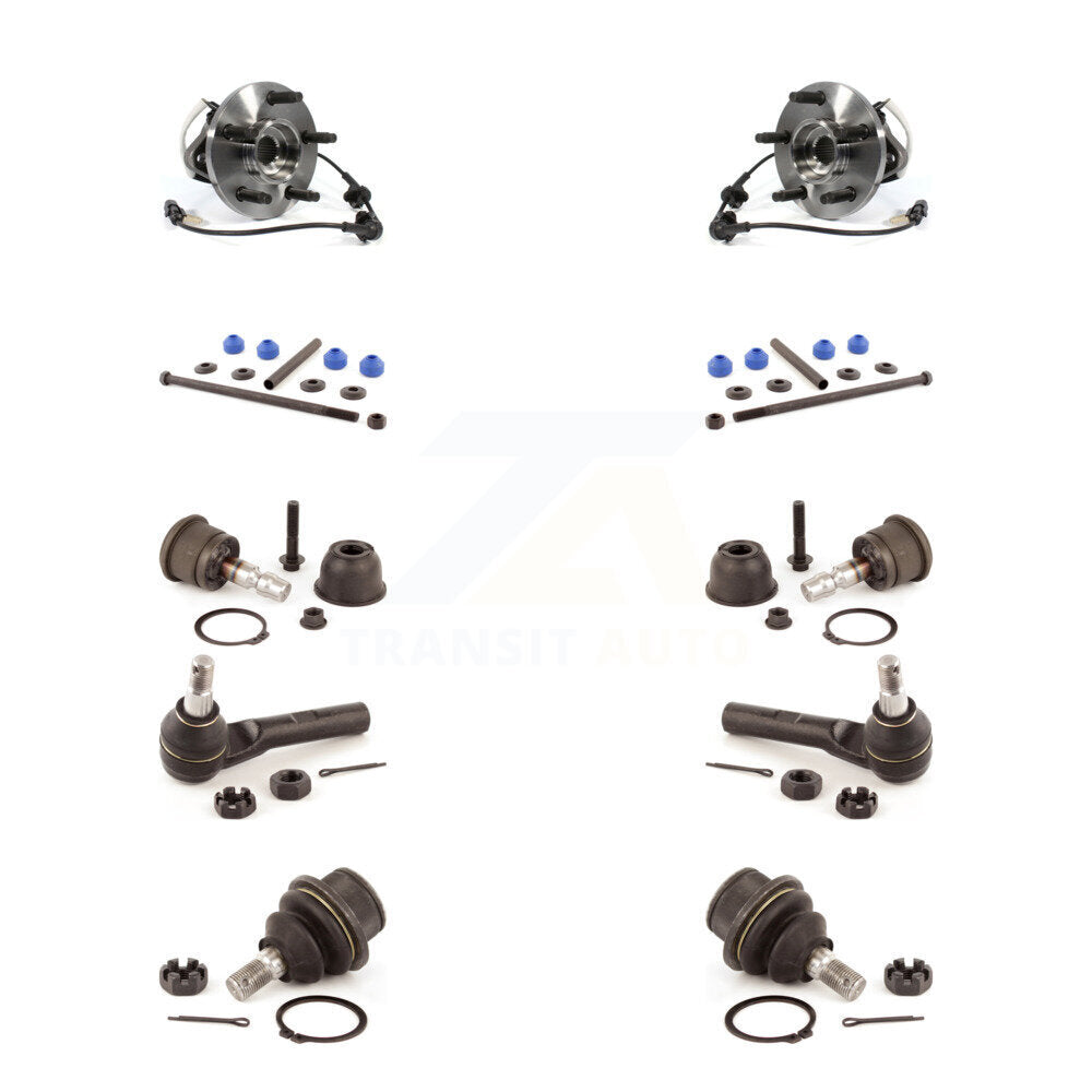 Hub Bearing Upper Lower Ball Joint Outer Tie Rod Link Front Kit (10Pc) For Ford