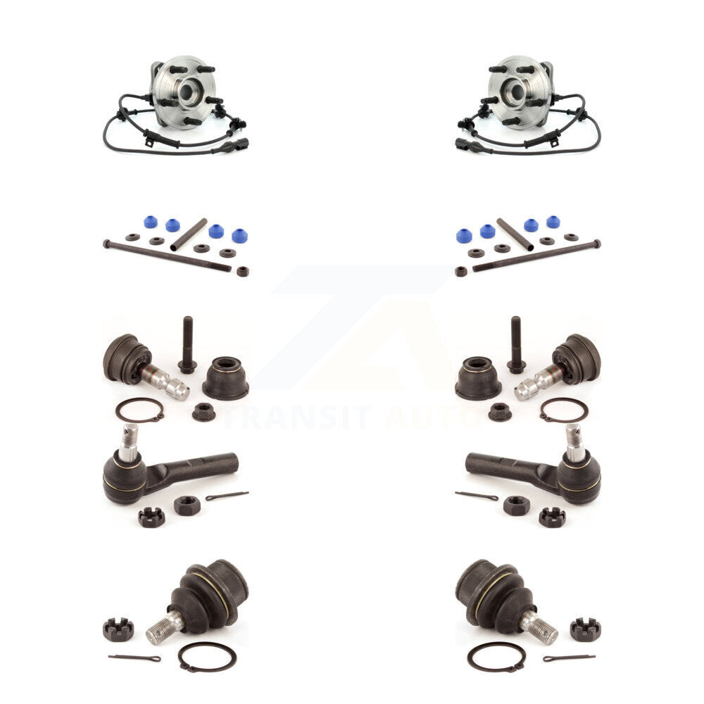 Hub Bearing Upper Lower Ball Joint Outer Tie Rod Link Front Kit (10Pc) For Ford