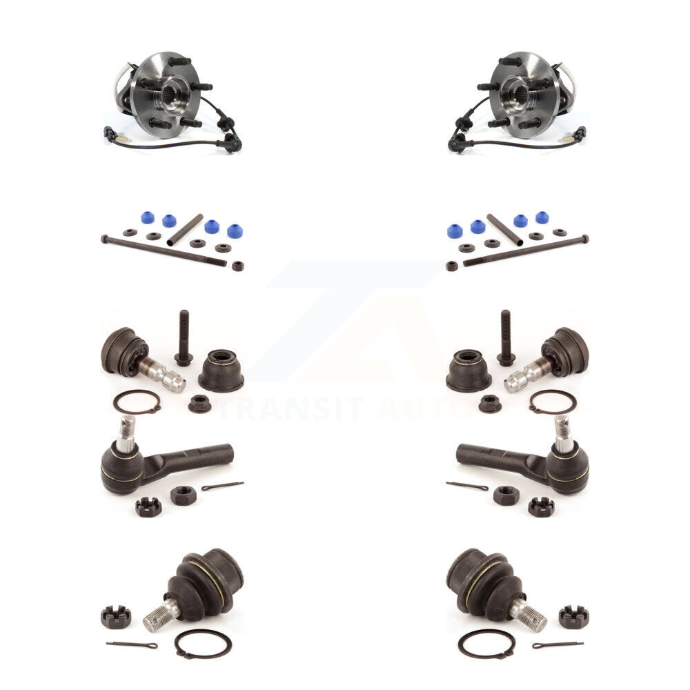 Hub Bearing Upper Lower Ball Joint Outer Tie Rod Link Front Kit (10Pc) For Ford