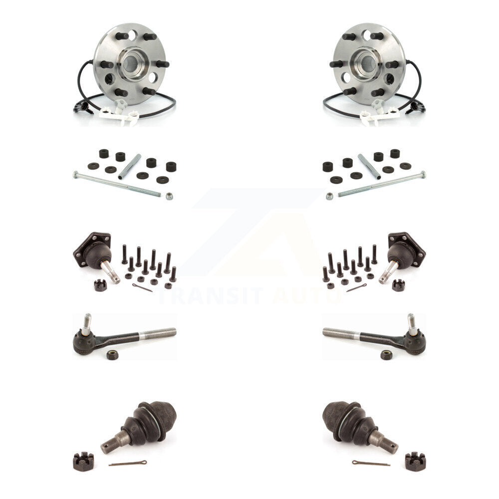Hub Bearing Upper Lower Ball Joint Outer Tie Rod End Sway Bar Link Front Kit For