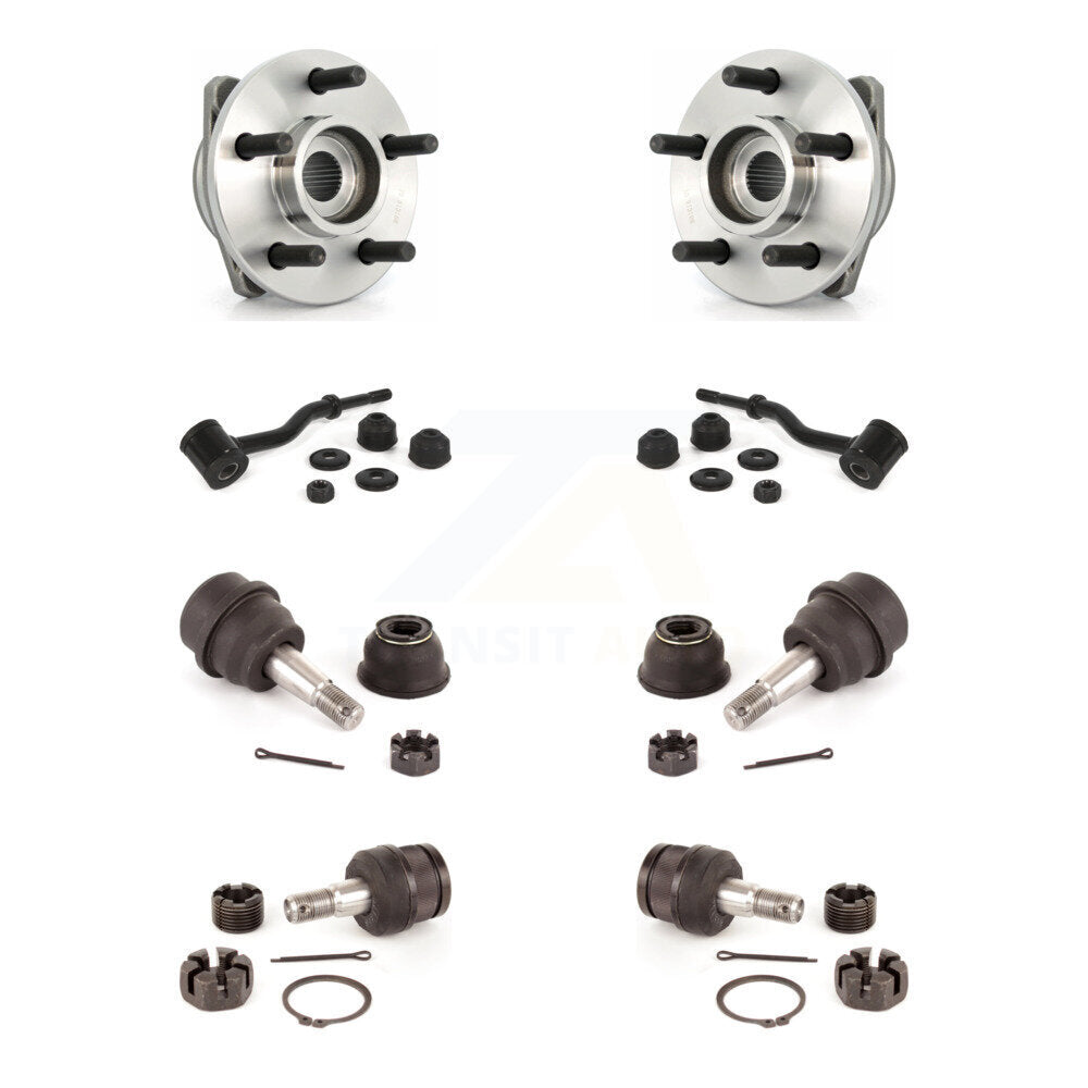 Hub Bearing Upper Lower Ball Joint And Sway Bar Link Front Kit For Jeep Cherokee