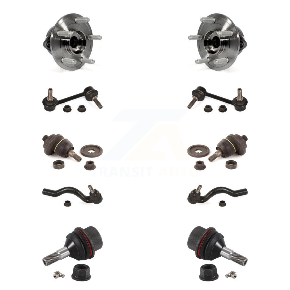 Hub Bearing Upper Lower Ball Joint Outer Tie Rod Link Front Kit (10Pc) For Jeep