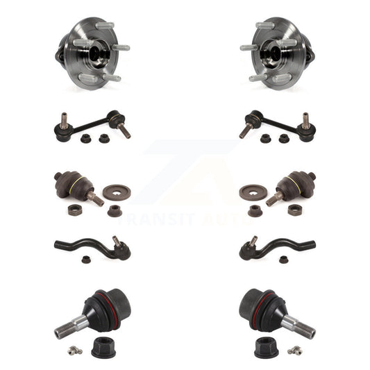 Hub Bearing Upper Lower Ball Joint Outer Tie Rod Link Front Kit (10Pc) For Jeep