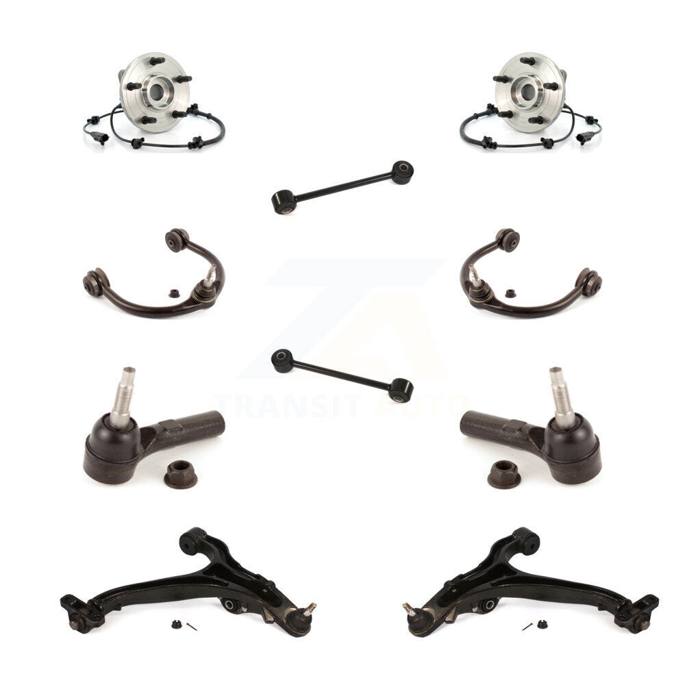 Hub Bearing Lower Upper Control Arm Outer Tie Rod Link Front Kit (10Pc) For Jeep