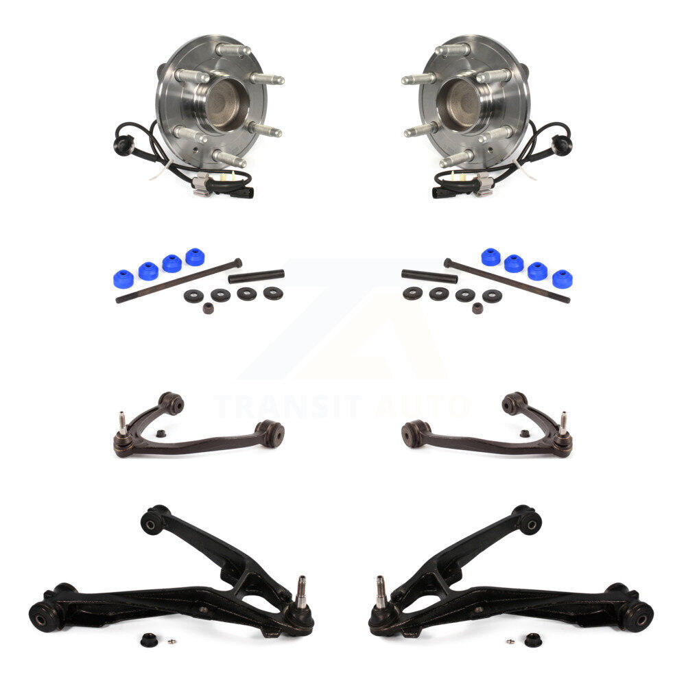Hub Bearing Lower Upper Control Arm Link Front Kit (8Pc) For GMC Sierra 1500 RWD