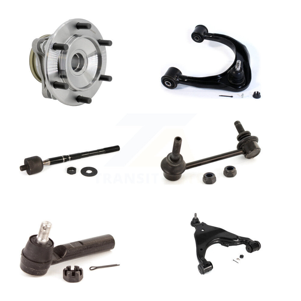 Hub Bearing Link kit Lower & Upper Control Arm with Ball Joint Outer Inner Tie Rod Front Left Kit Fo