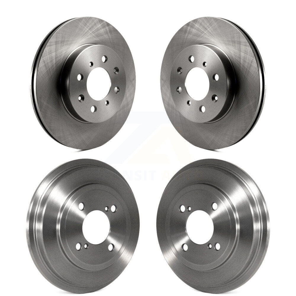 Disc Brake Rotors Drums Kit Front Rear For Honda Fit