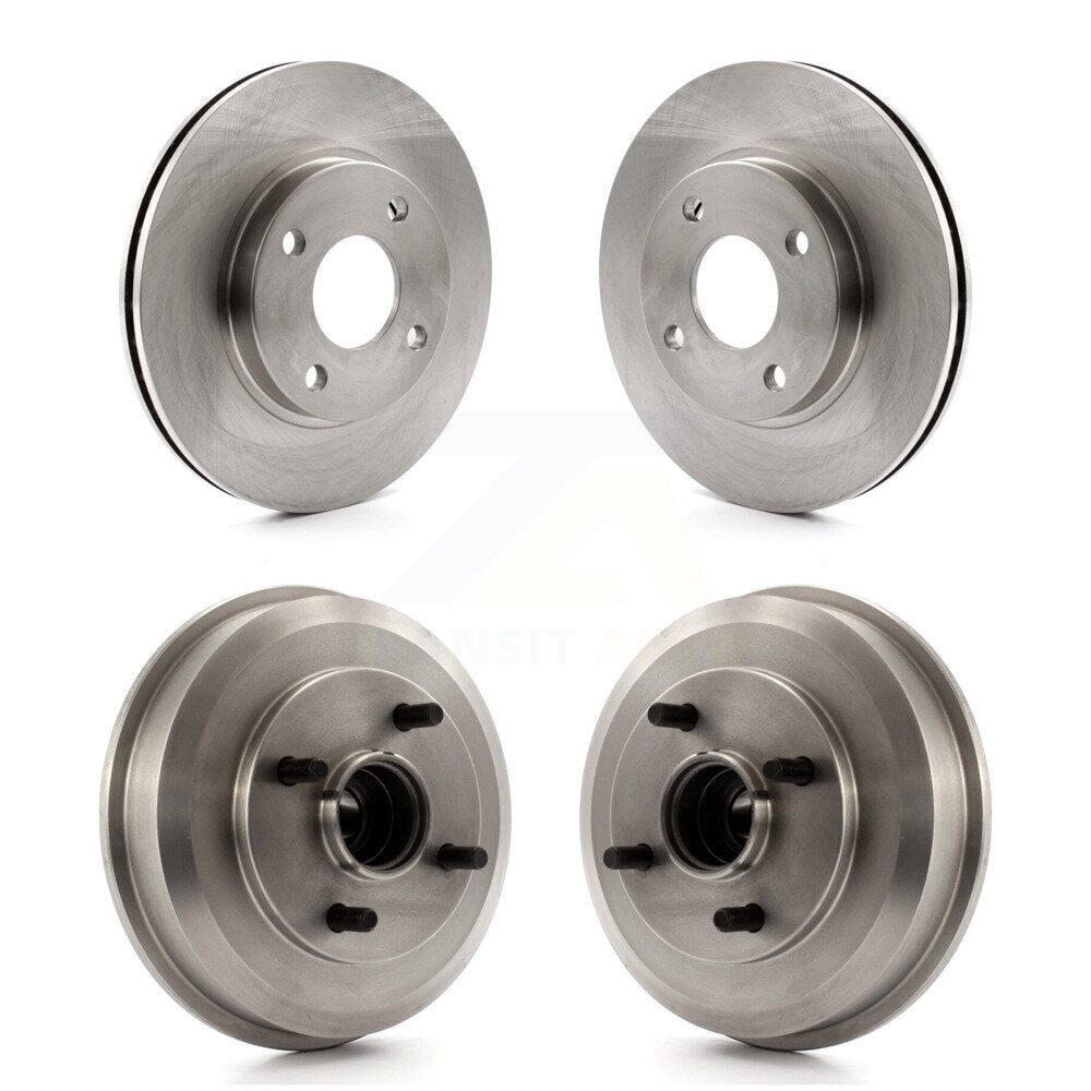 Disc Brake Rotors Drums Kit Front Rear For Ford Focus Wheel Bearing Included