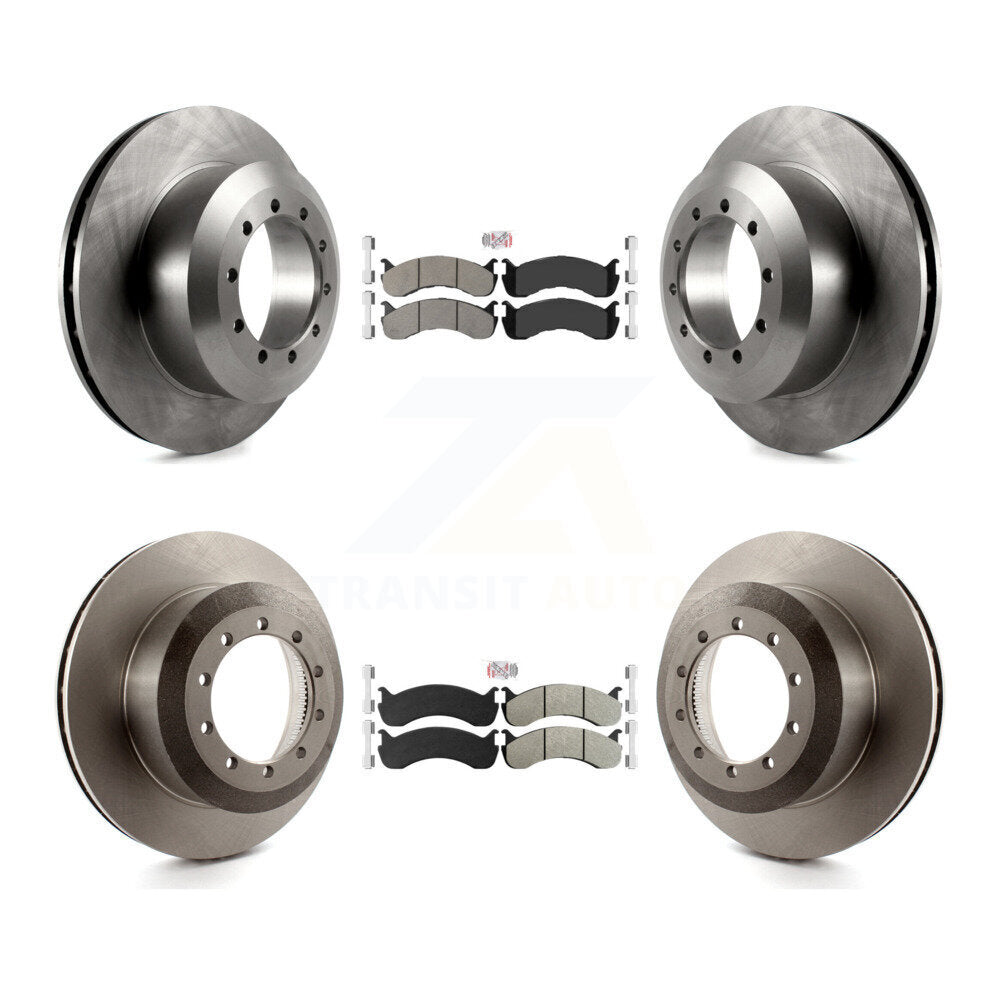 Semi-Metallic Pads And Disc Brake Rotors Front Rear Kit For