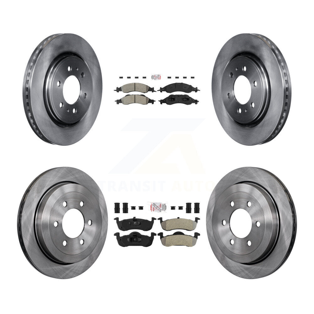Semi-Metallic Pad & Disc Brake Rotors Front Rear Kit For Ford Expedition Lincoln