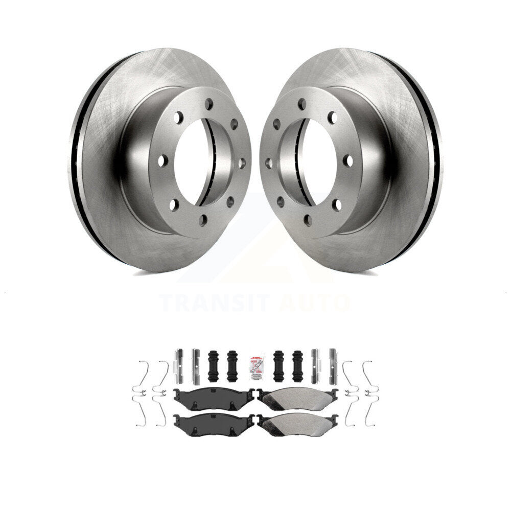 Disc Brake Rotors And Semi-Metallic Pads Front Kit For Ford F-450 Super Duty