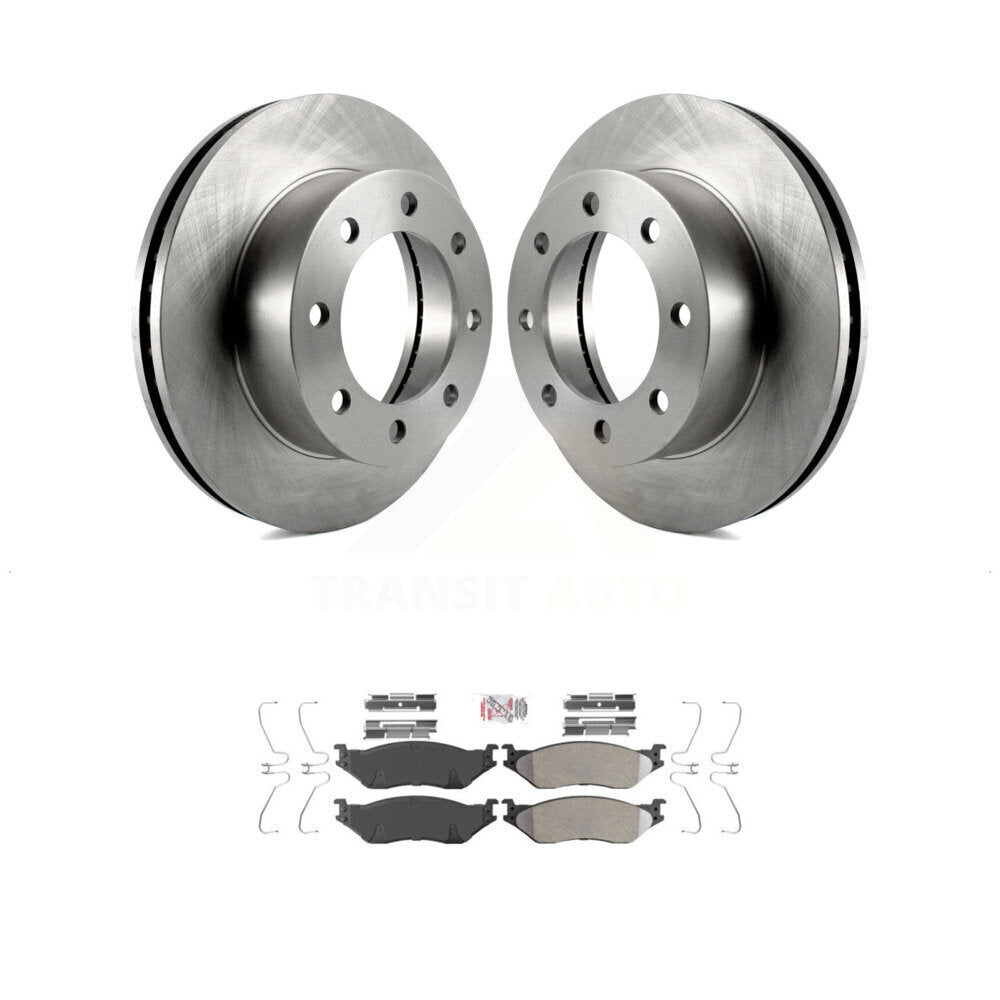 Disc Brake Rotors And Semi-Metallic Pads Front Kit For Ford F-450 Super Duty