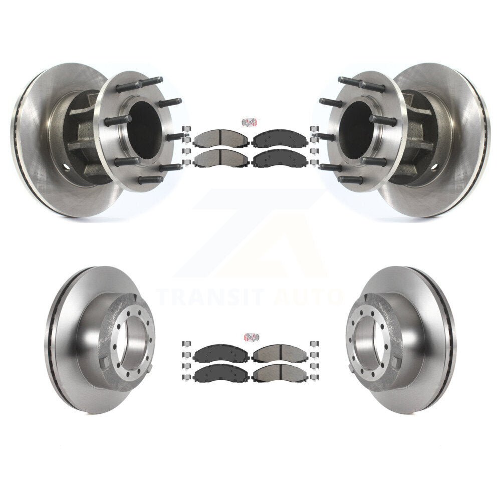 Semi-Metallic Pad Brake Rotor Hub Front Rear Kit For Ford F-450 Super Duty F-550