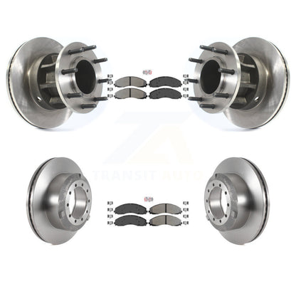 Semi-Metallic Pad Brake Rotor Hub Front Rear Kit For Ford F-450 Super Duty F-550