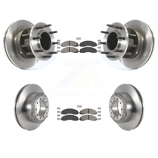 Semi-Metallic Pad Brake Rotor Hub Front Rear Kit For Ford F-450 Super Duty F-550
