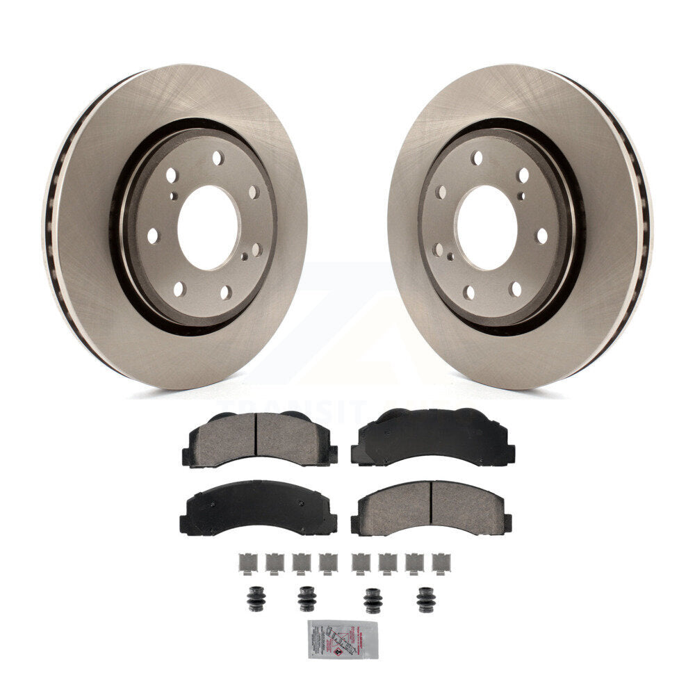 Brake Rotor And Ceramic Pad Front Kit For 2010-2014 Ford F-150 With 7 Lug Wheels