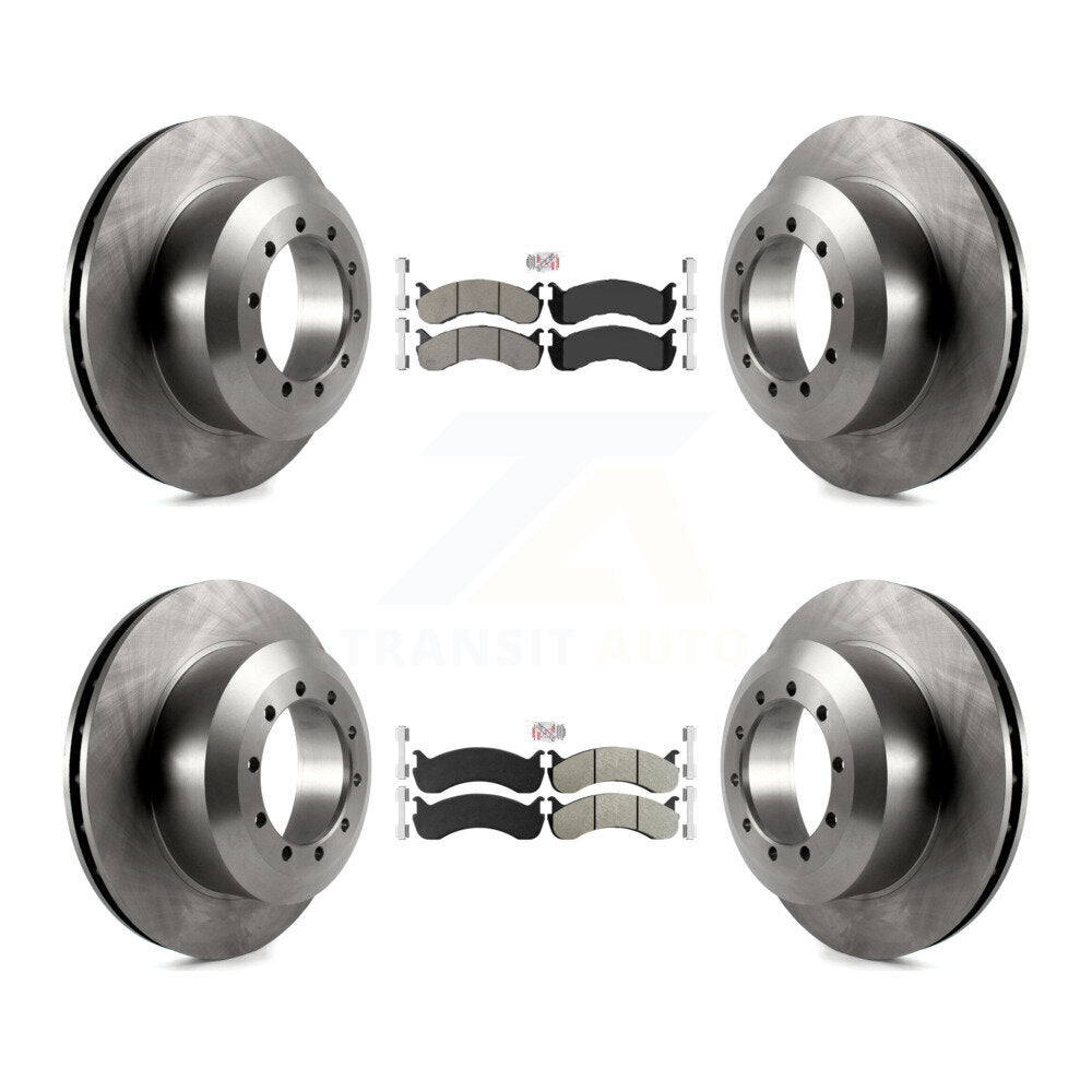 Semi-Metallic Pads And Disc Brake Rotors Front Rear Kit For
